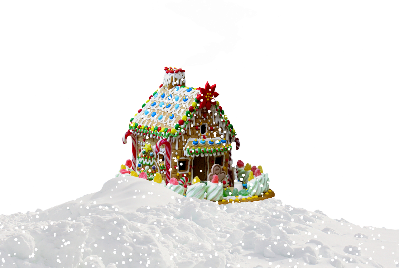 Festive Gingerbread Housein Snowfall