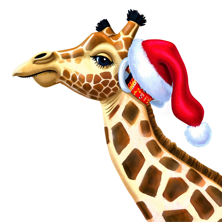 Festive Giraffe With Hat Png 9