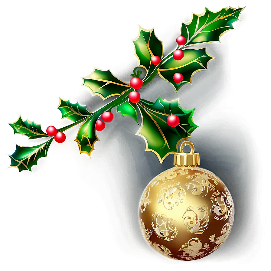 Festive Gold Ornament For Christmas Png 06262024