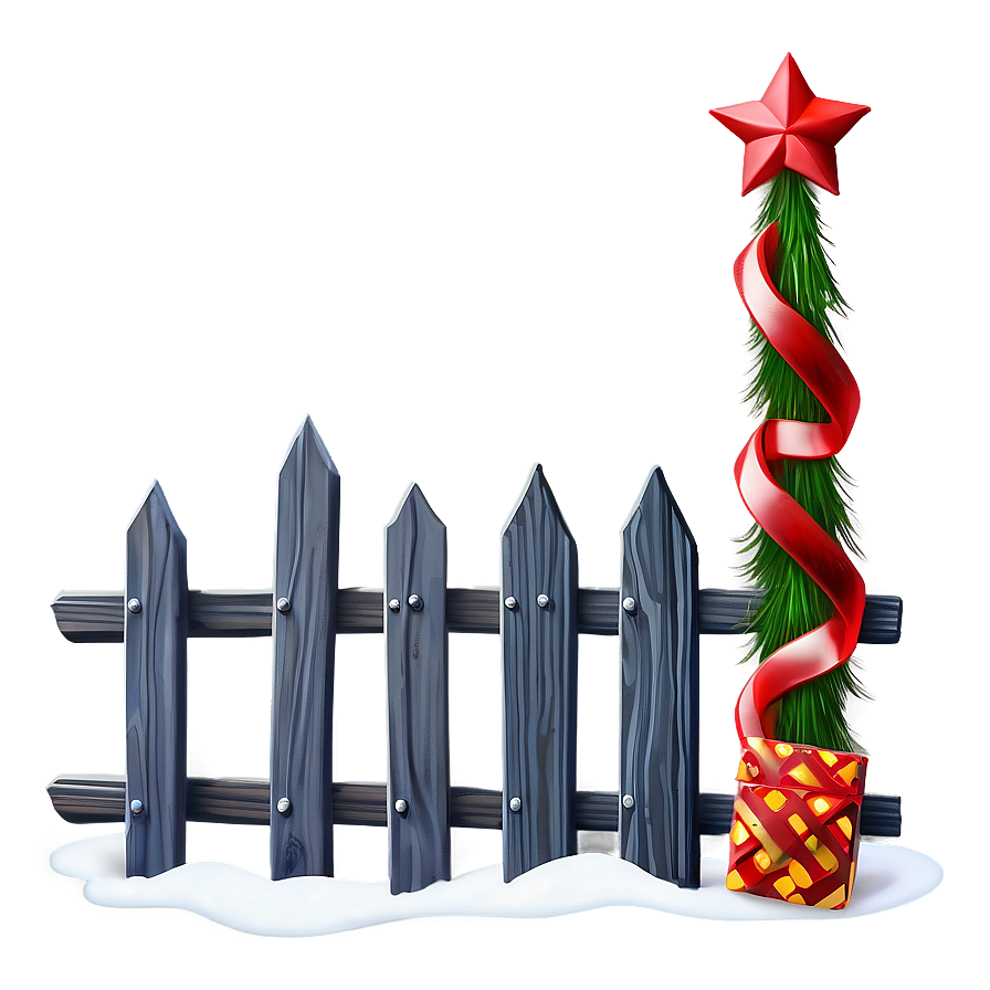 Festive Holiday Decorated Fence Png Lgm9