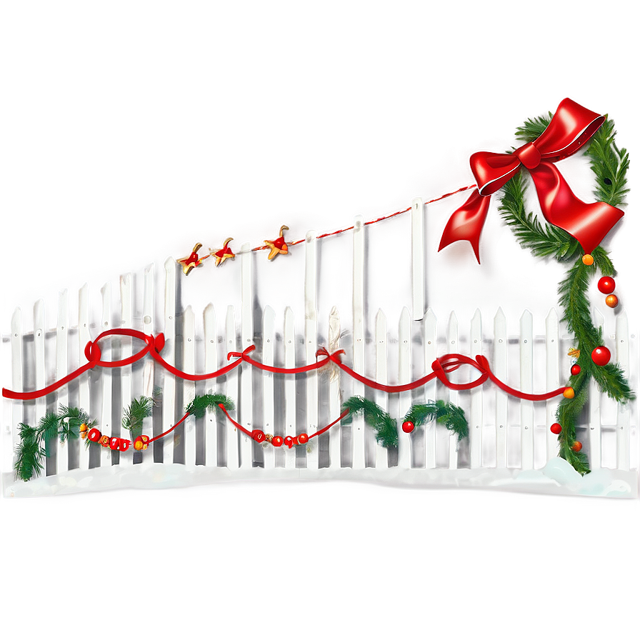 Festive Holiday Decorated Fence Png Rri85