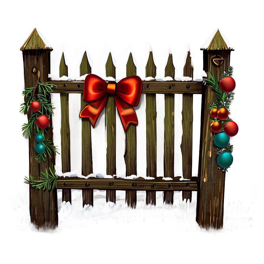 Festive Holiday Decorated Fence Png Rye