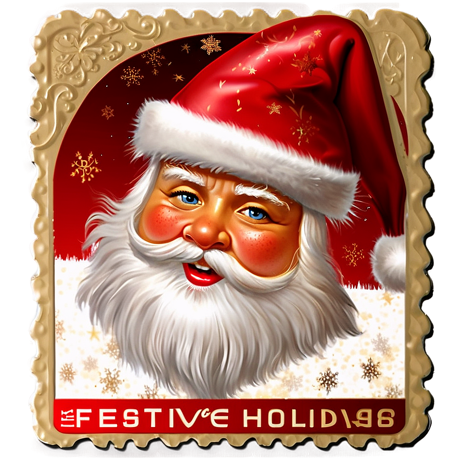 Festive Holiday Postage Stamp Png 06122024