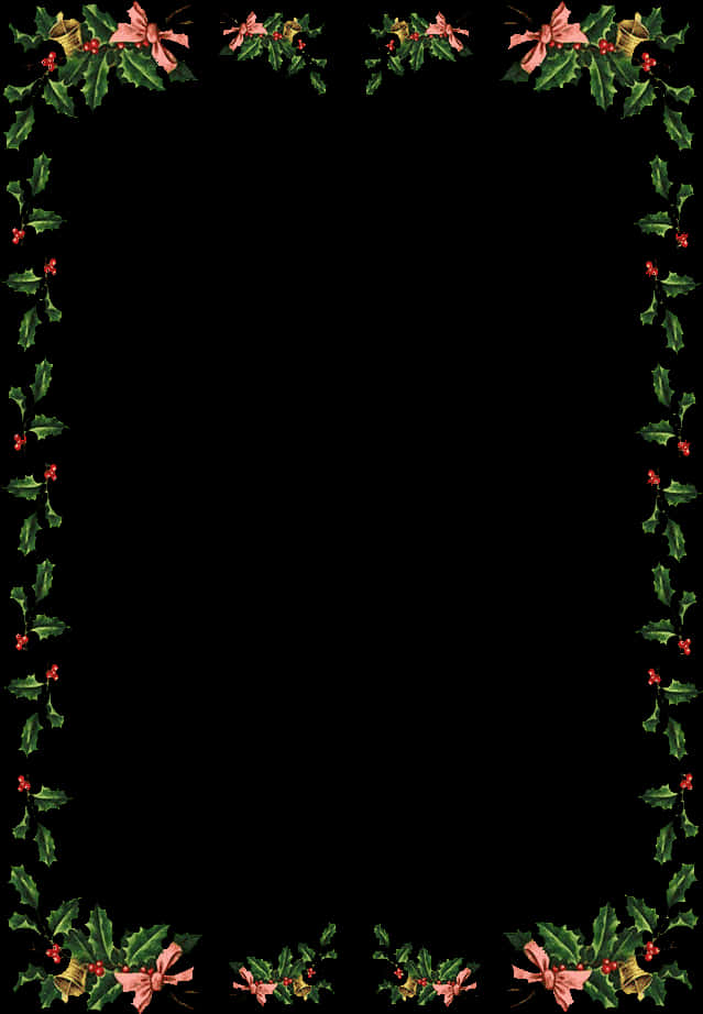 Festive Hollyand Poinsettia Christmas Border