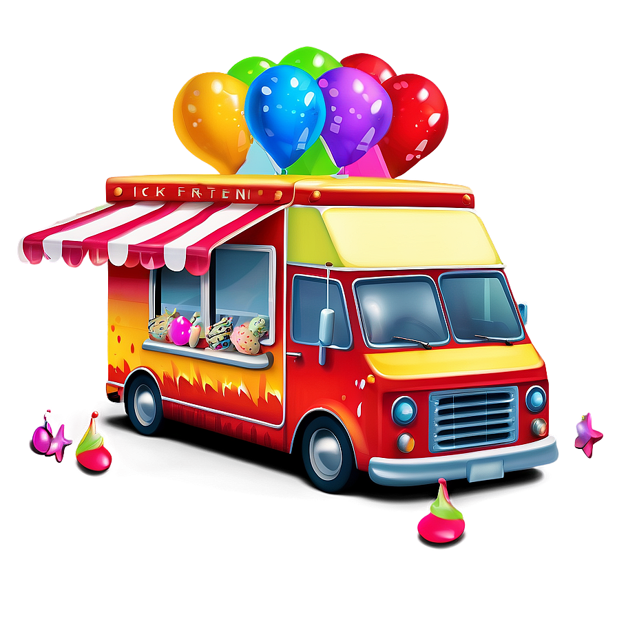 Festive Ice Cream Truck Decor Png Pga