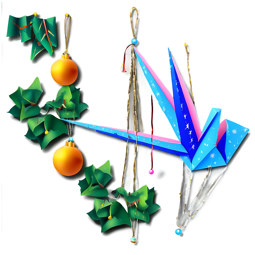 Festive Paper Crane Decoration Png Emn90