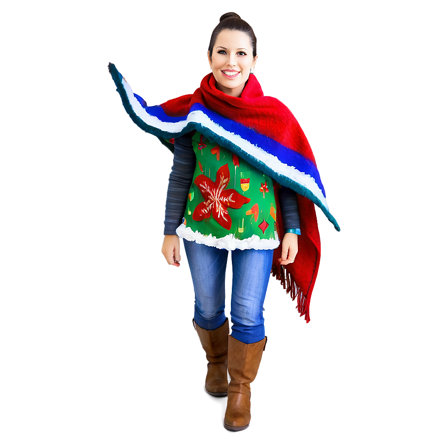 Festive Poncho Look Png Oyq