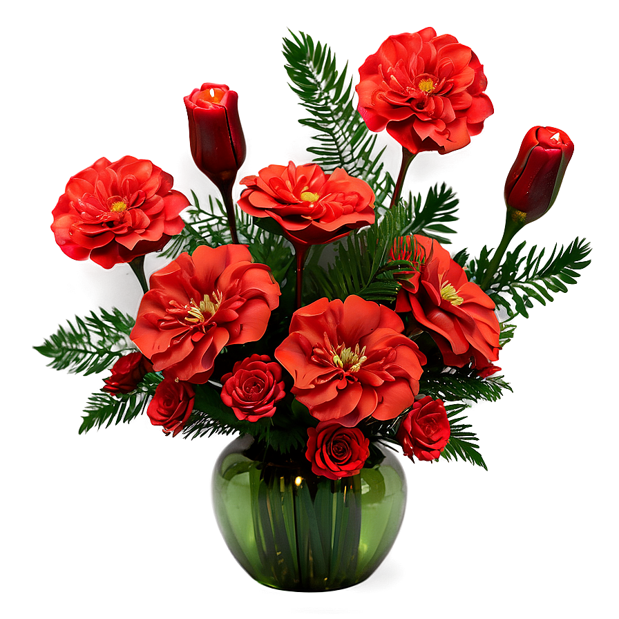 Festive Red Flowers Arrangement Png Ixw80