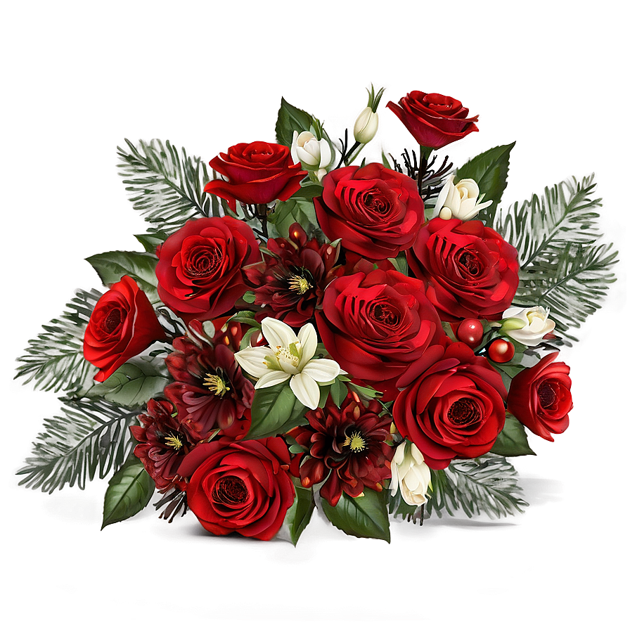 Festive Red Flowers Arrangement Png Qse71