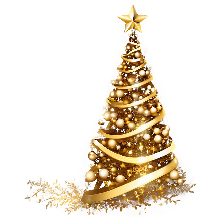 Festive Shimmering Gold Christmas Tree Png 06282024