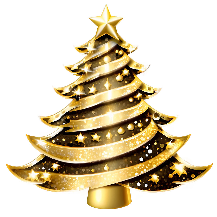 Festive Shimmering Gold Christmas Tree Png Vms