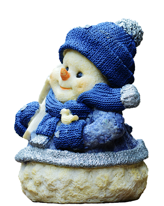 Festive Snowman Figurine Blue Winter Apparel