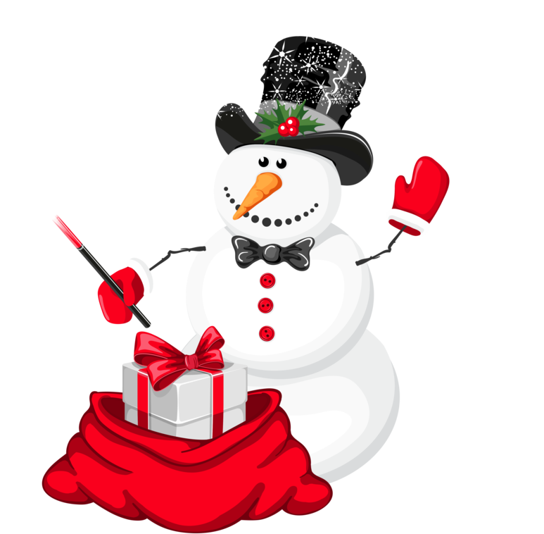 Festive Snowmanwith Gift Clipart