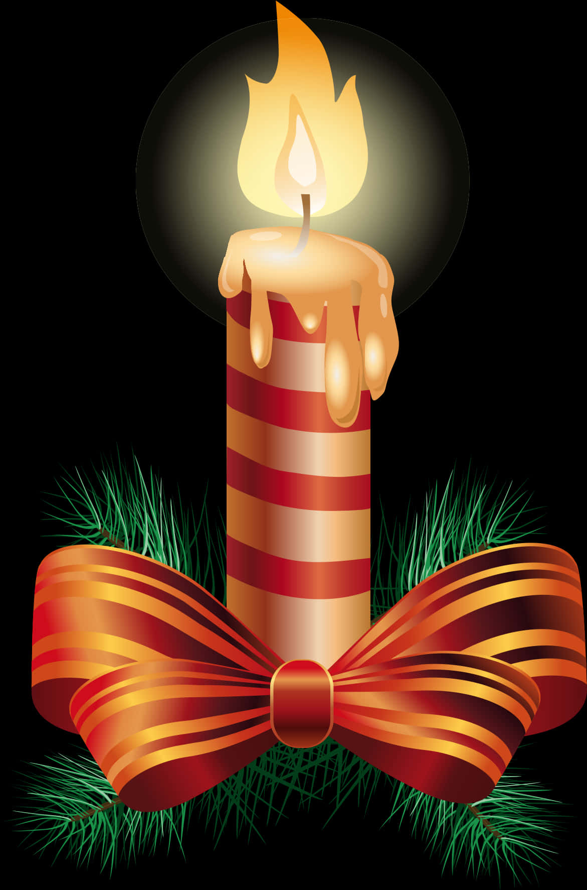 Festive Striped Candlewith Bow