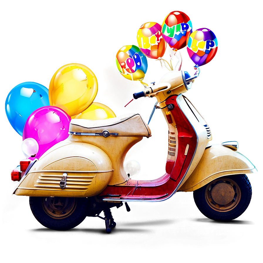 Festive Vespa With Balloons Png 48