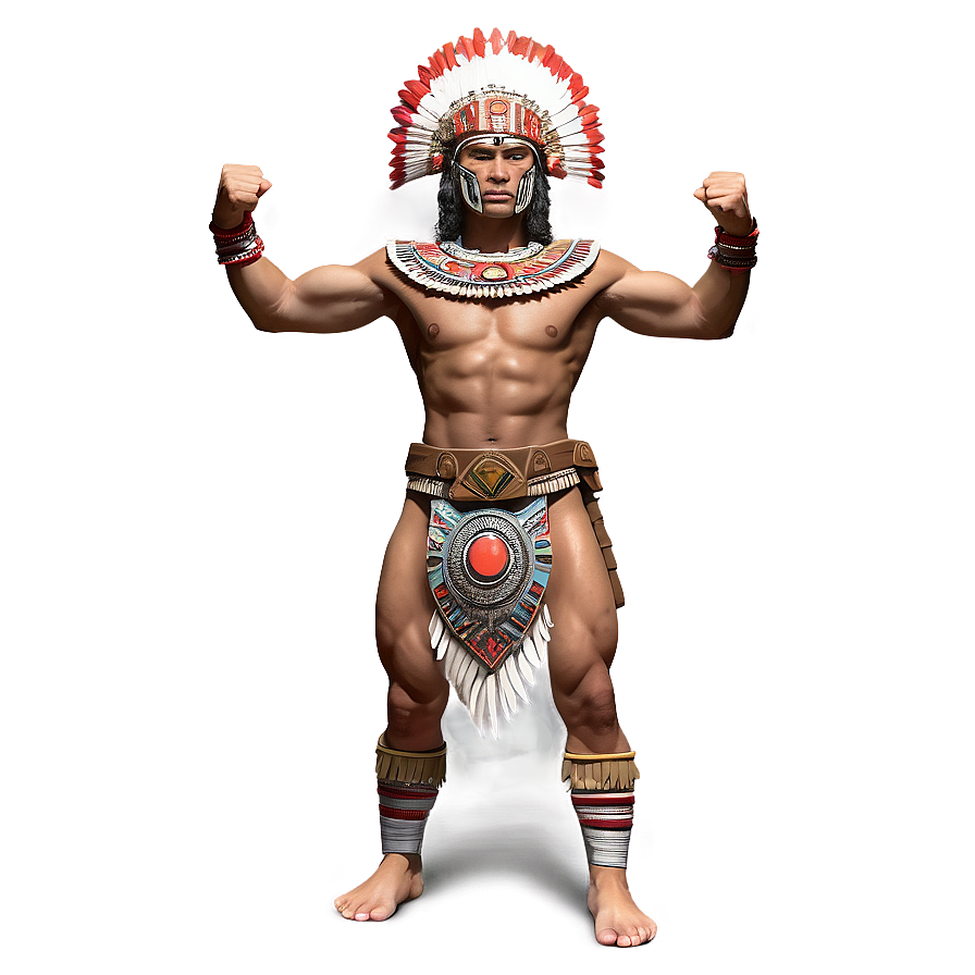 Fierce Aztec Warrior Battle Pose Png 06252024