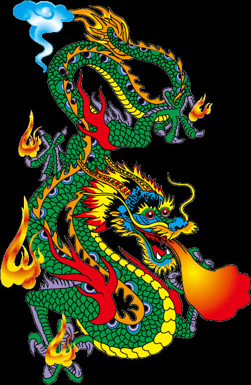 Fiery Asian Dragon Illustration