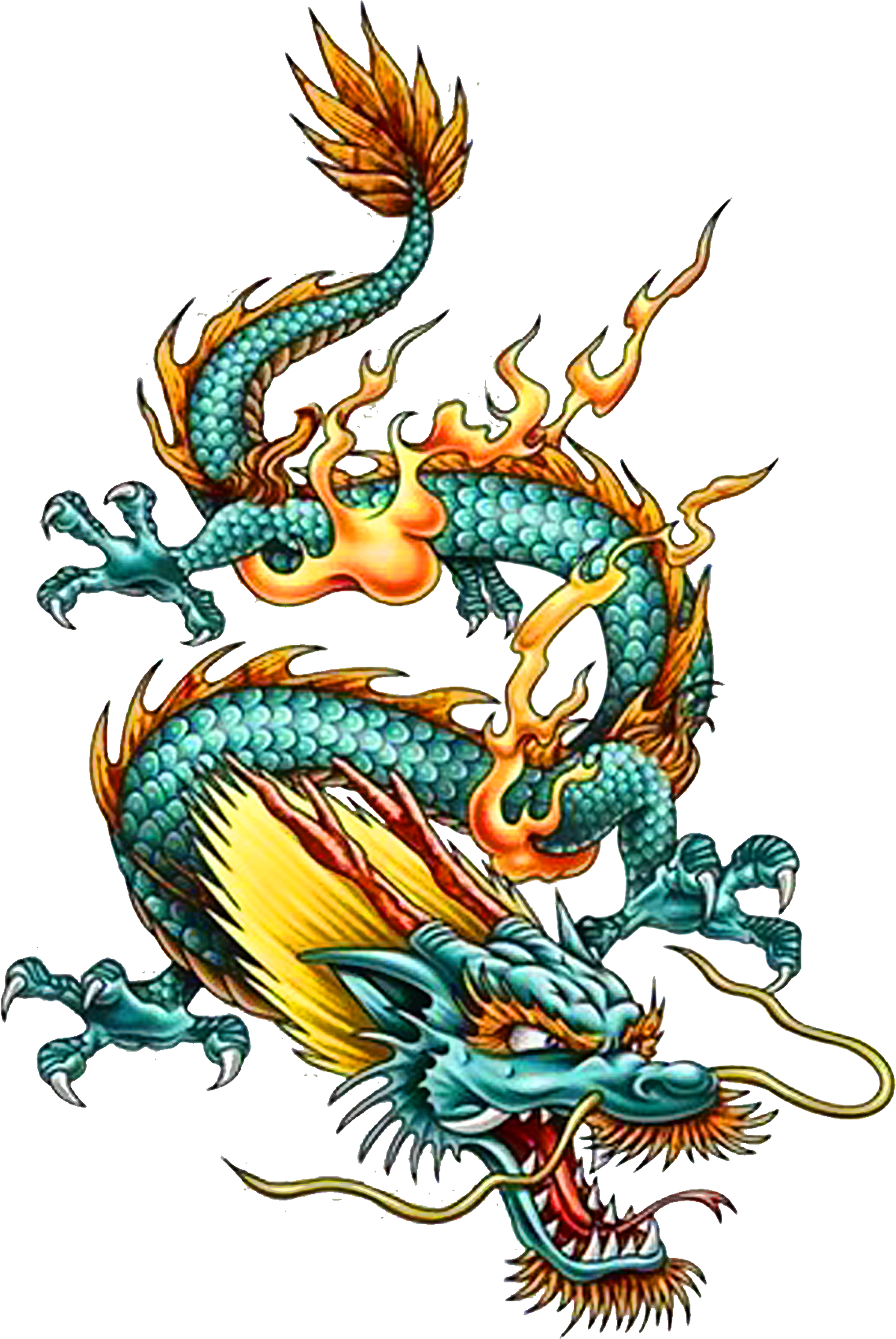 Fiery Asian Dragon Tattoo Design