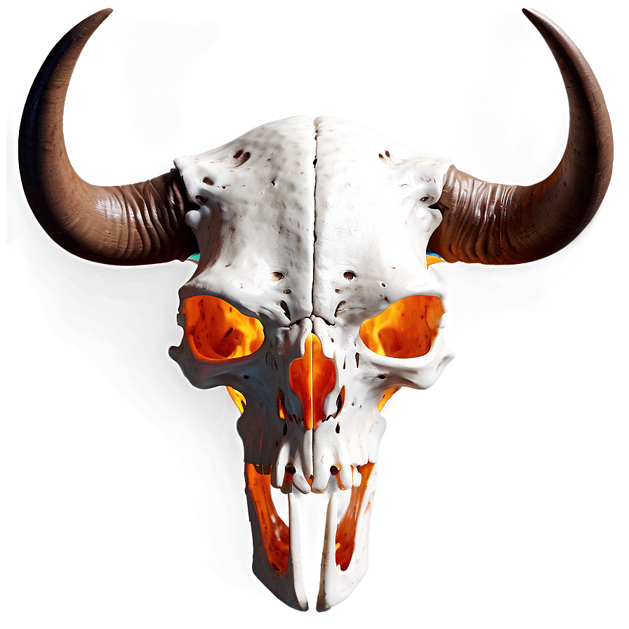 Fiery Longhorn Skull Concept Png Lju