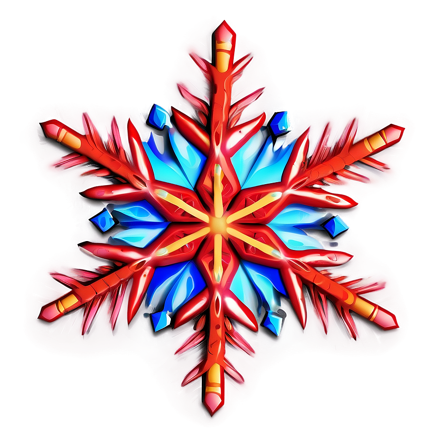 Fiery Red Snowflake Design Png 06282024