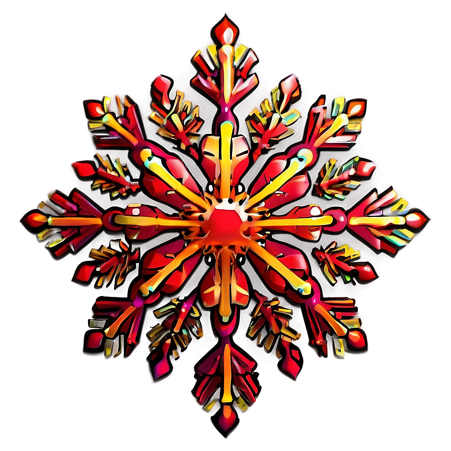 Fiery Red Snowflake Design Png 72