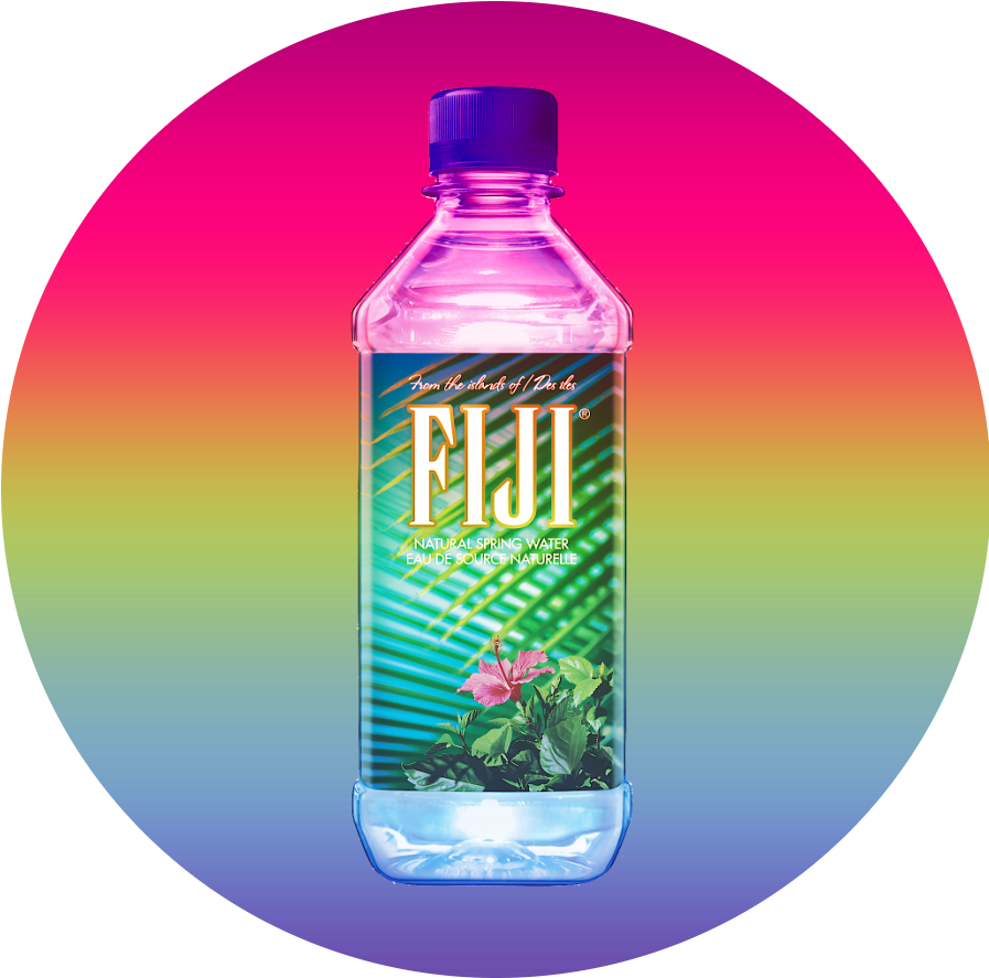 Fiji Water Bottle Rainbow Background