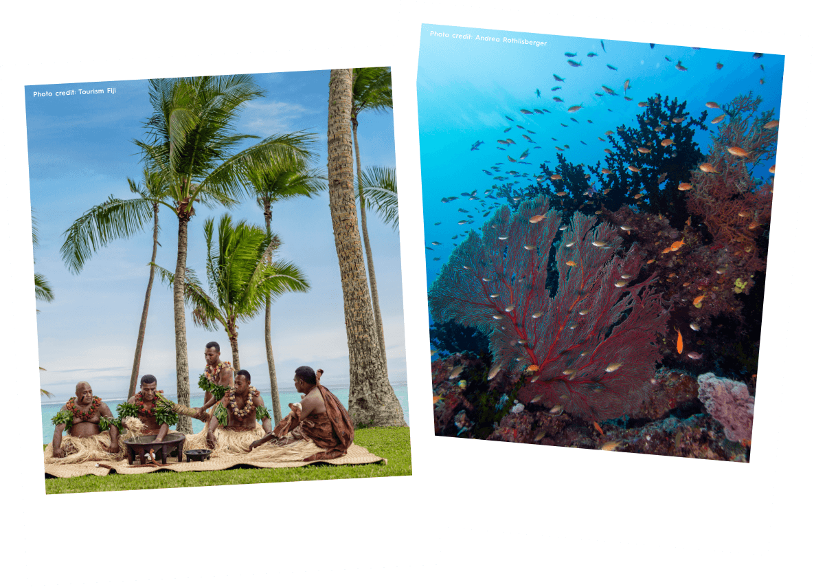 Fijian Cultural Gatheringand Underwater Coral Scenery