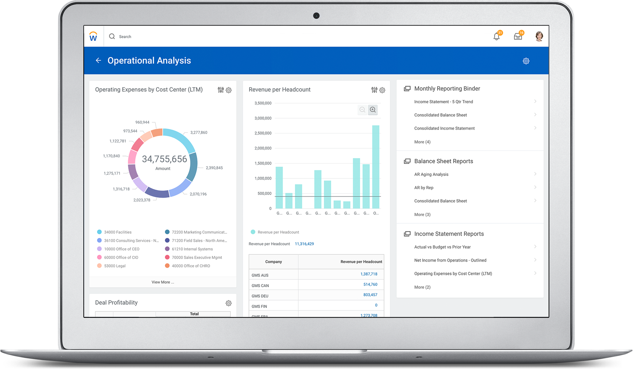 Financial Analysis Software Screen