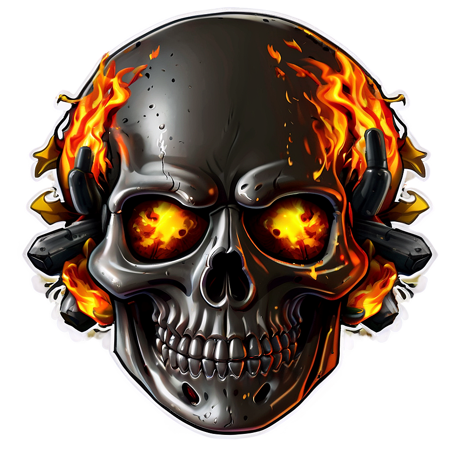 Fire Skull Face Illustration Png Hhr