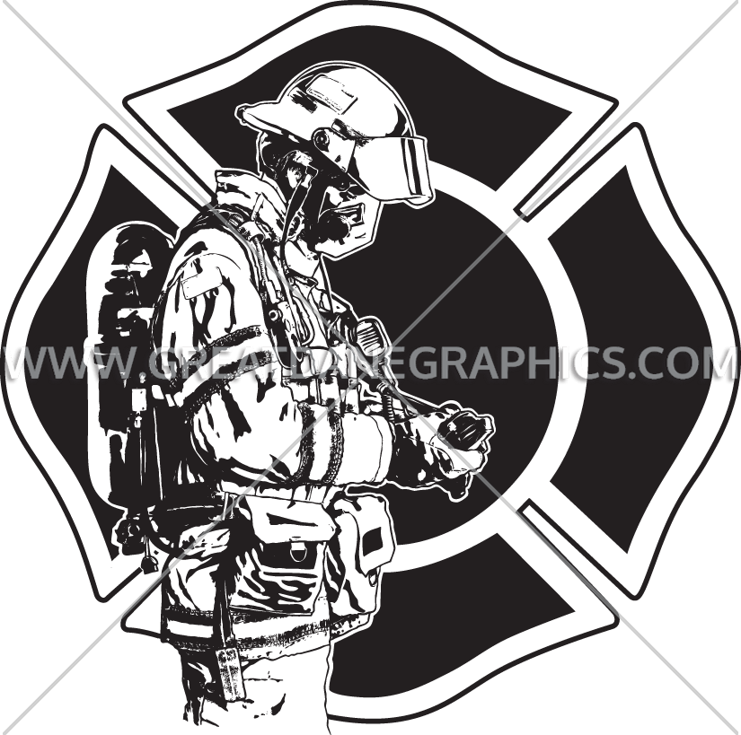 Firefighter Silhouette Maltese Cross