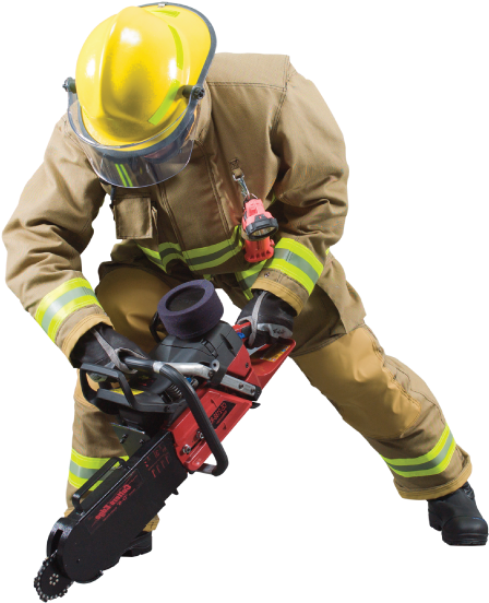 Firefighter With Rescue Tool