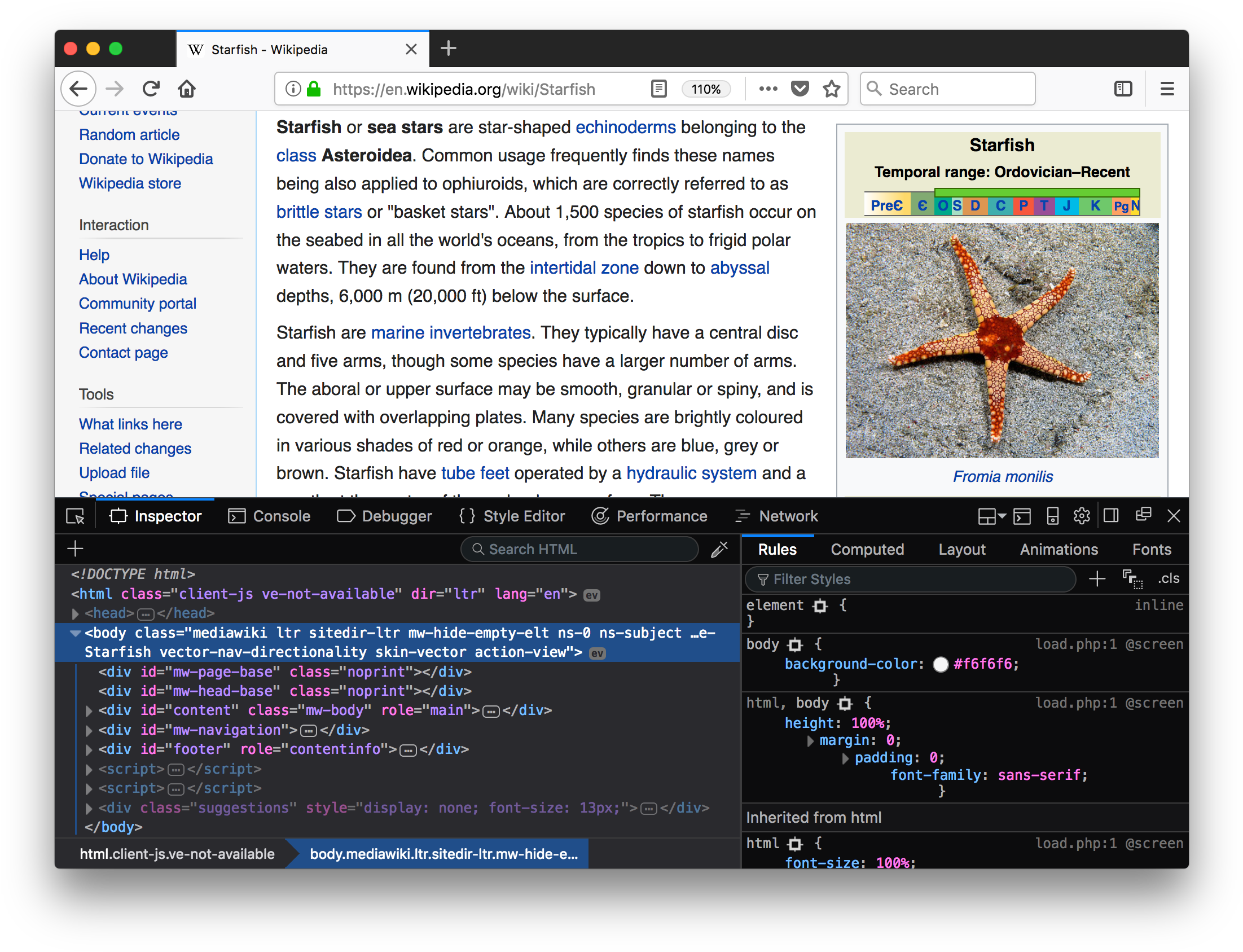 Firefox Wikipedia Starfish Web Development