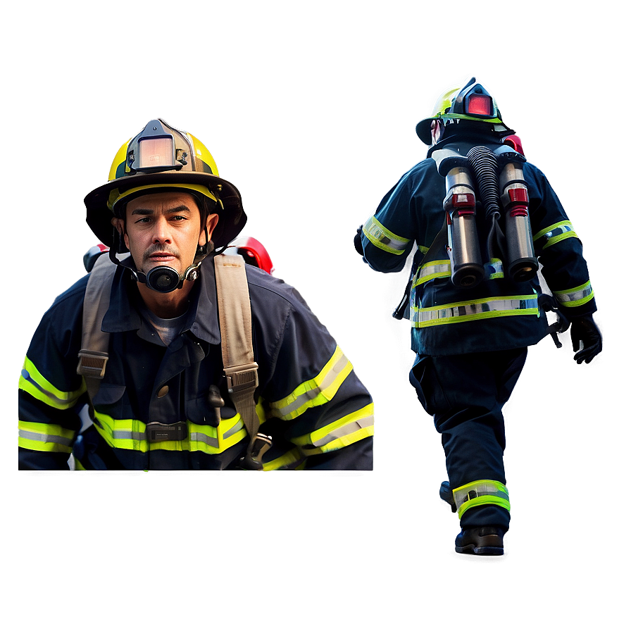 Fireman In Action Scene Png 62