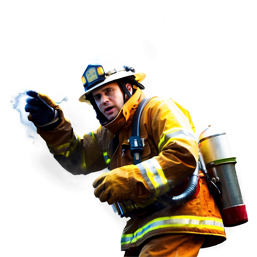 Fireman In Action Scene Png Ggc41