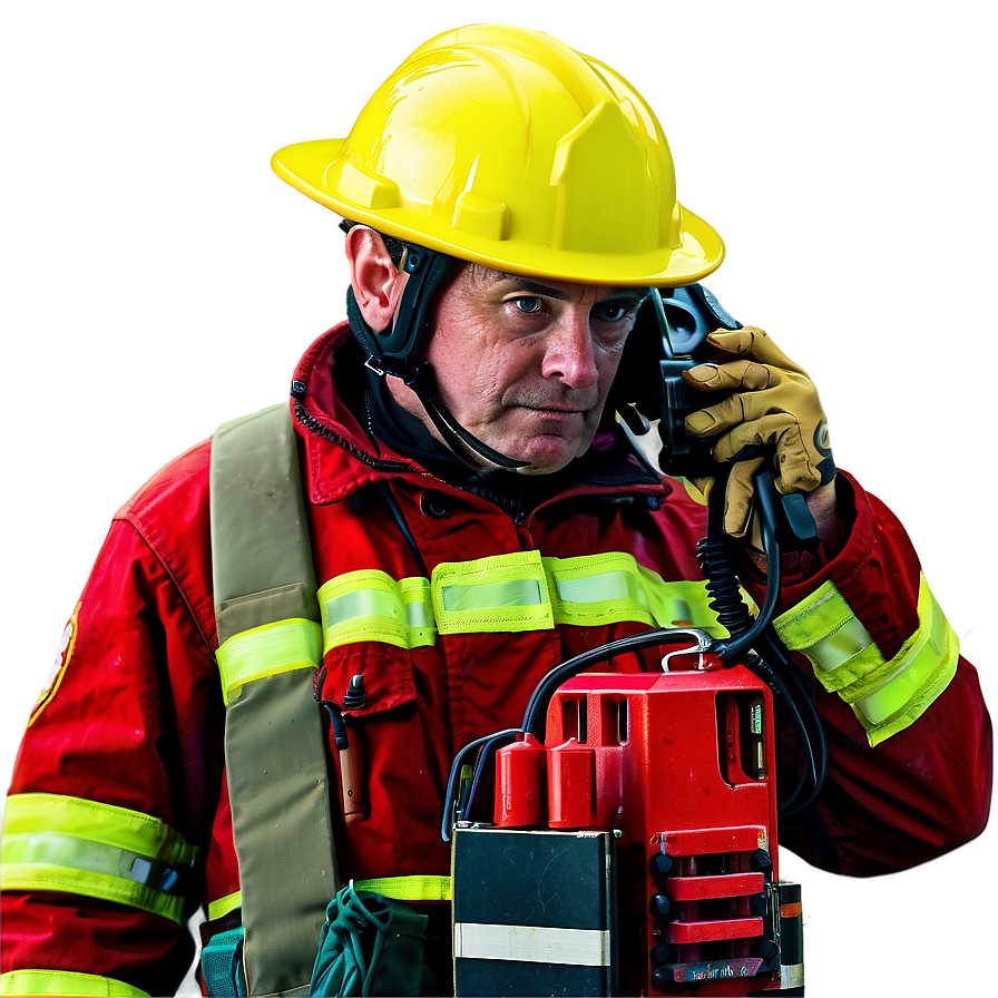 Fireman With Walkie Talkie Png Rls