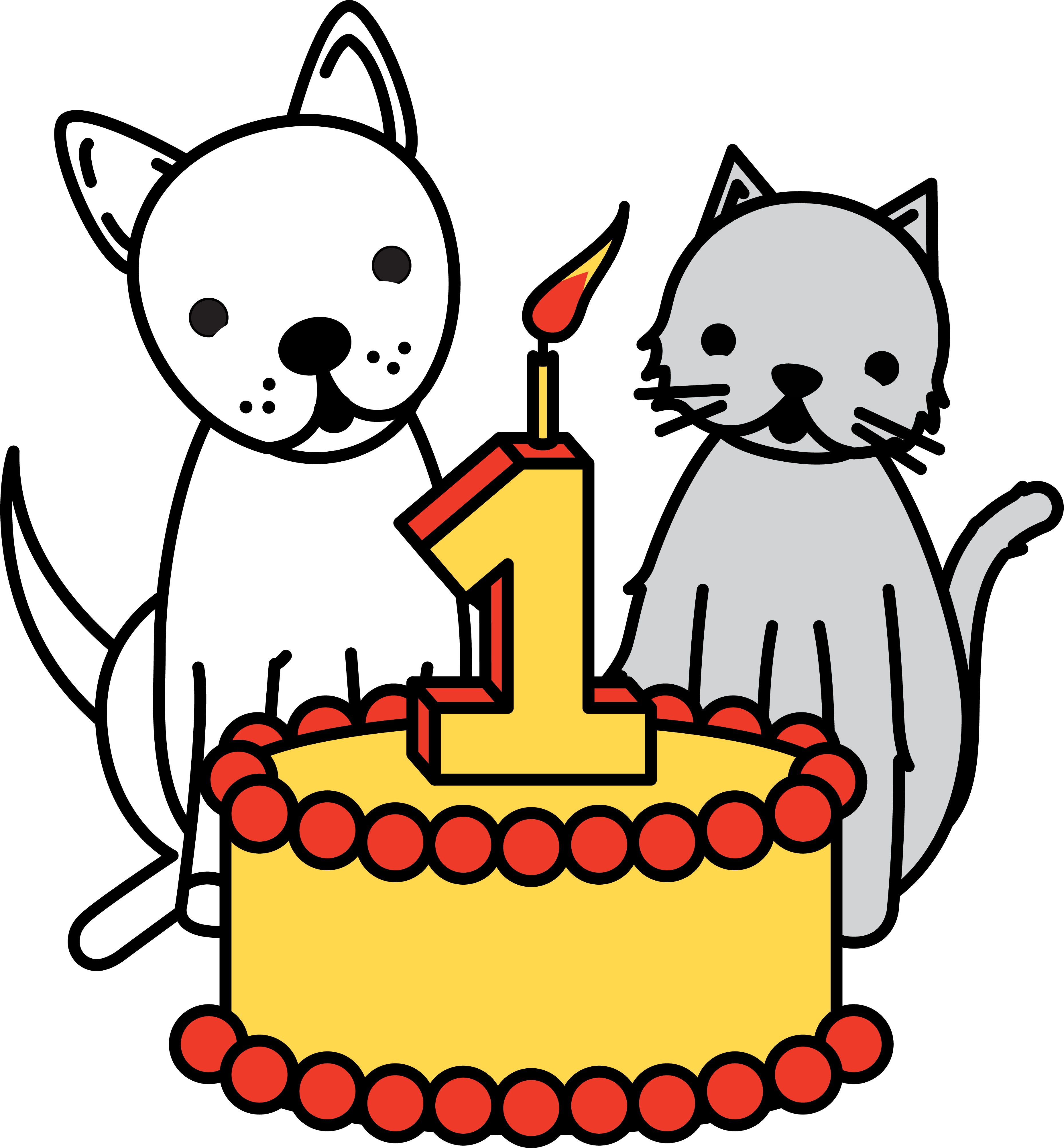 First Birthday Celebration Cartoon Pets