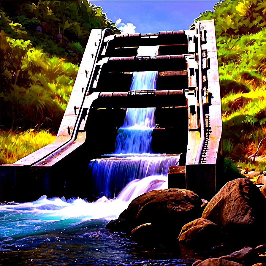 Fish Ladder At River Dam Png 06292024