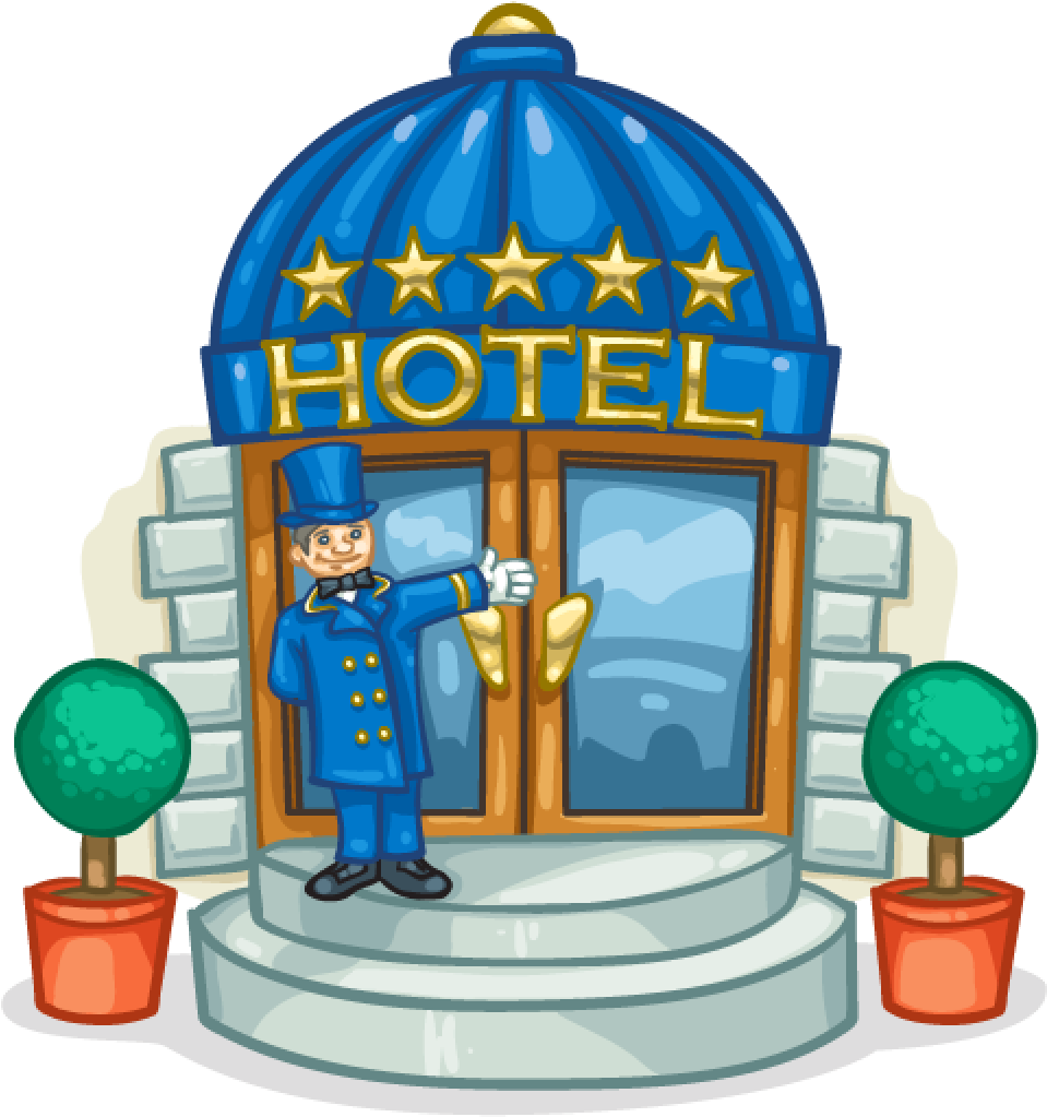 Five Star Hotel Entrance Cartoon