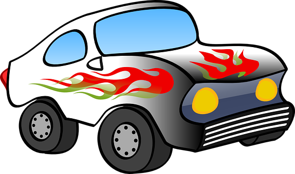 Flame Decorated Cartoon Car