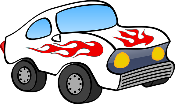 Flame Decorated Cartoon Car