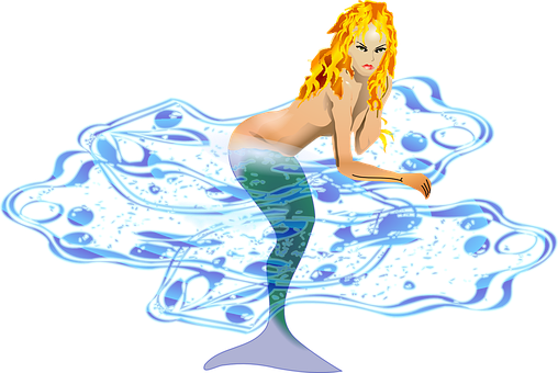 Flame Haired Mermaidon Rock