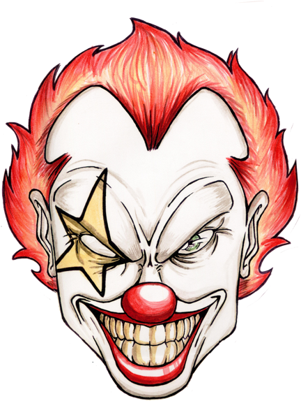 Flaming Hair Clown Illustration