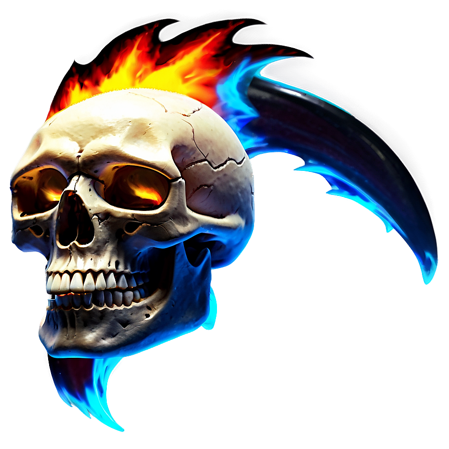 Flaming Horror Skull Png Efg59