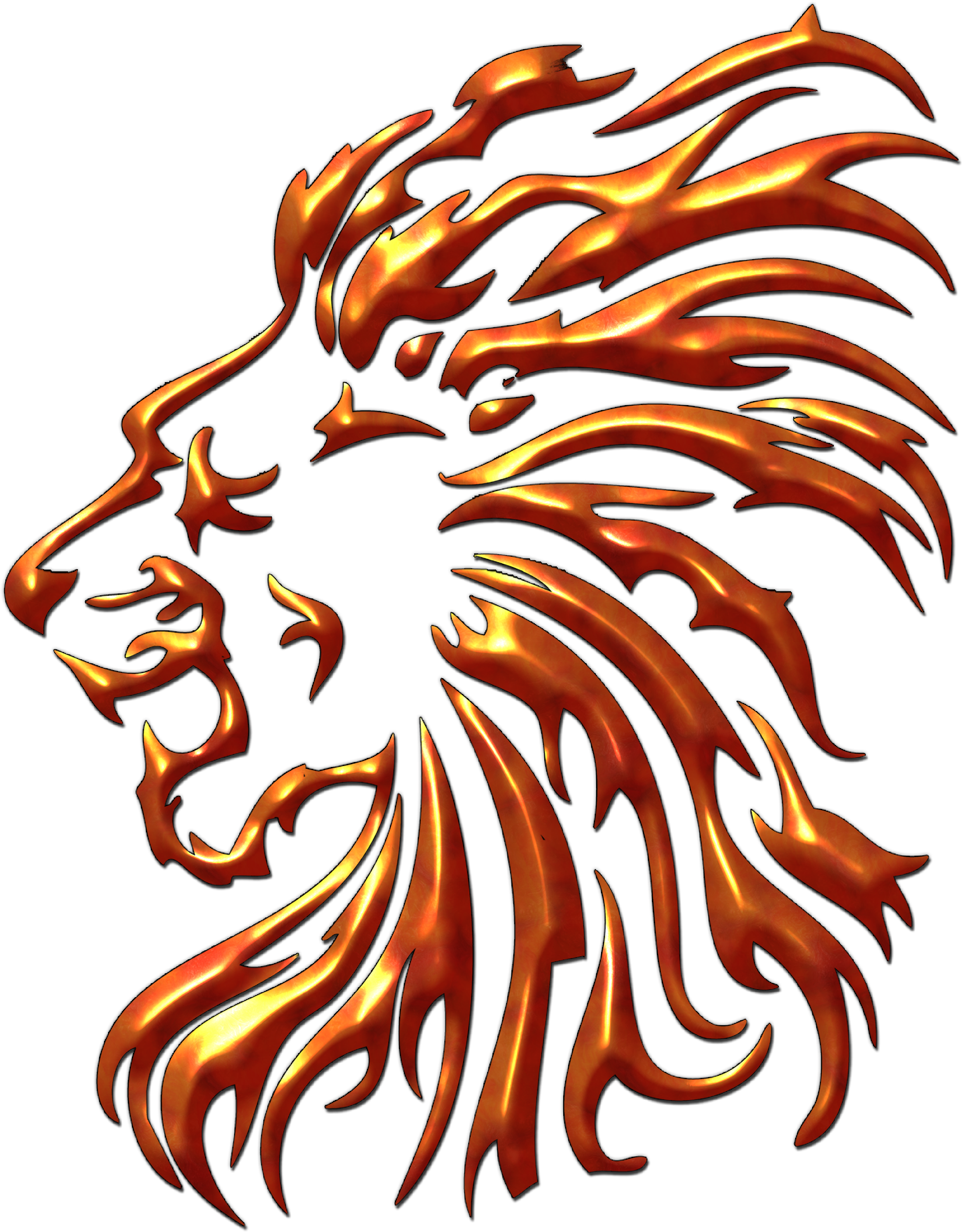 Flaming Lion Profile Tattoo Design