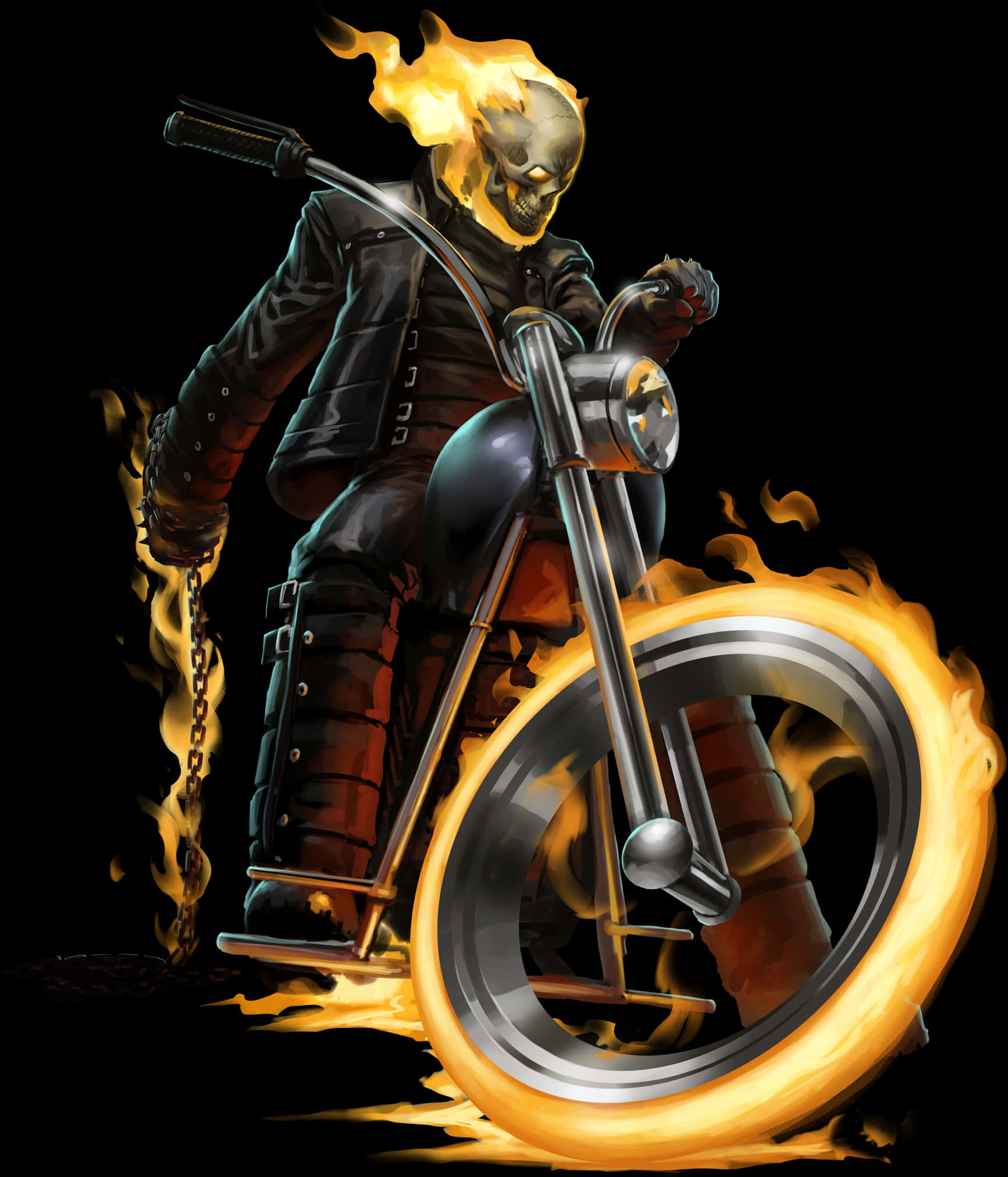 Flaming_ Skull_ Biker_ Artwork