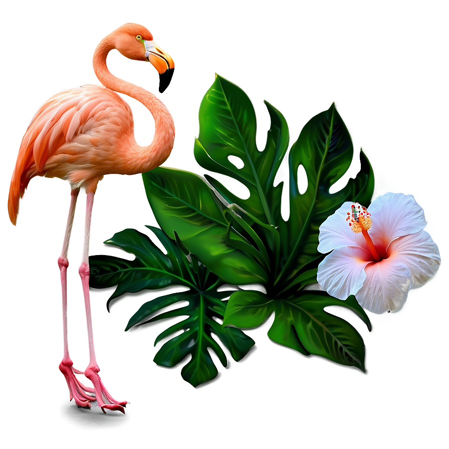 Flamingo And Hibiscus Flowers Png 48