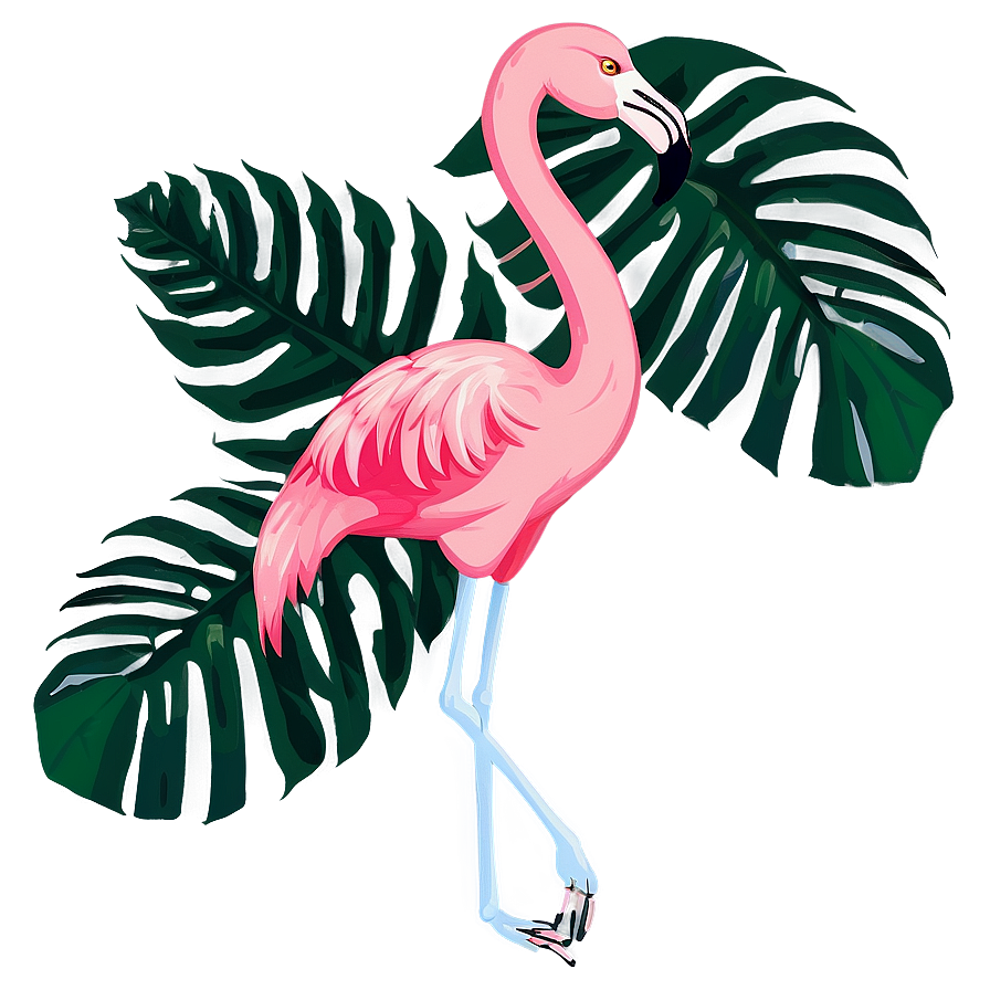 Flamingo And Palm Leaves Png 06292024