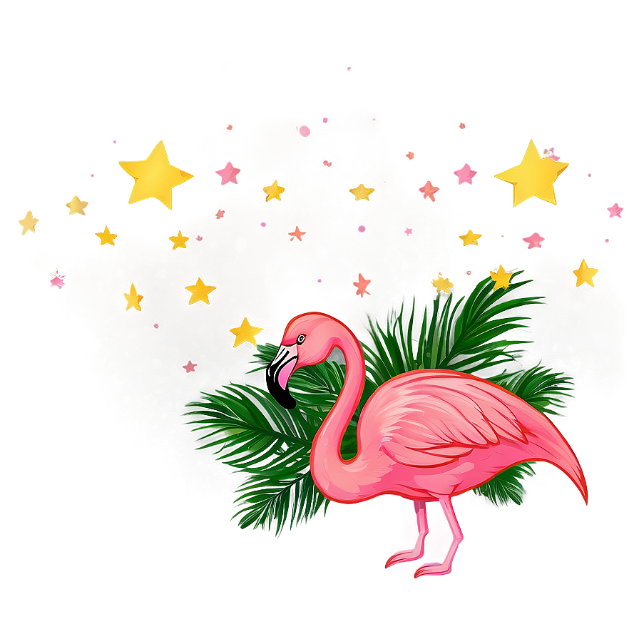 Flamingo And Stars Night Png 05062024