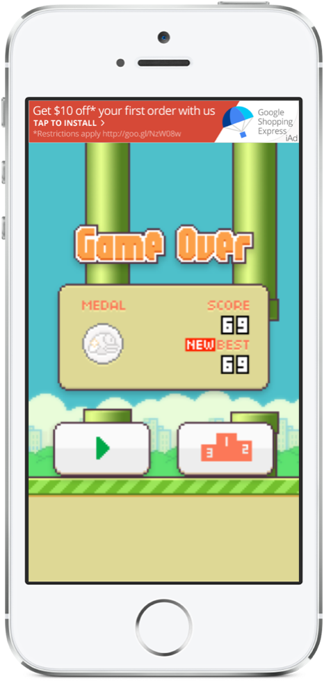 Flappy Bird Game Over Screen