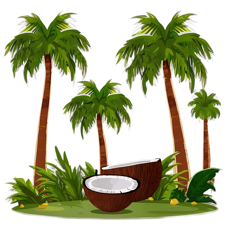 Flat Design Coconut Tree Png 06202024